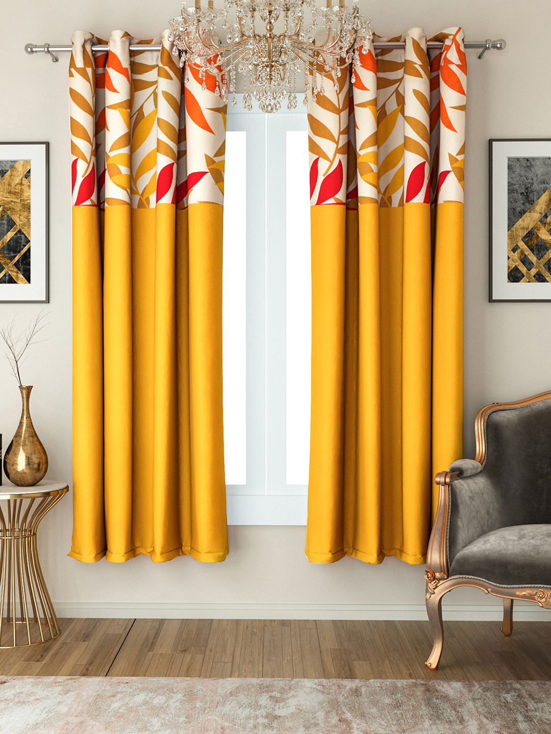 

SWAYAM Mustard Set of 2 Window Curtains