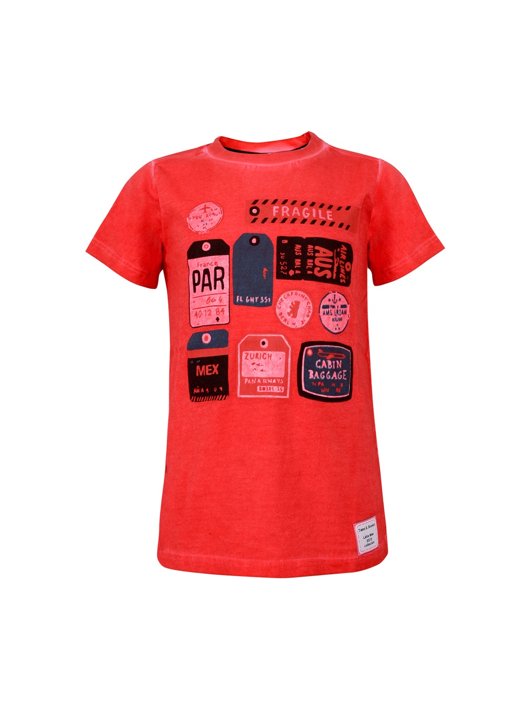 

TALES & STORIES Boys Red Printed Round Neck T-shirt