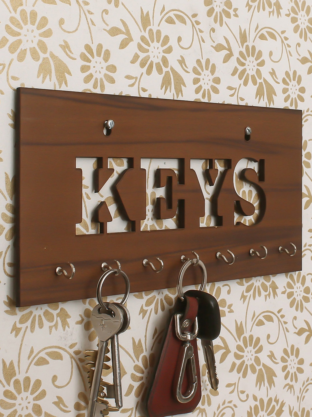 

eCraftIndia Brown Keys Theme Wooden Key Holder
