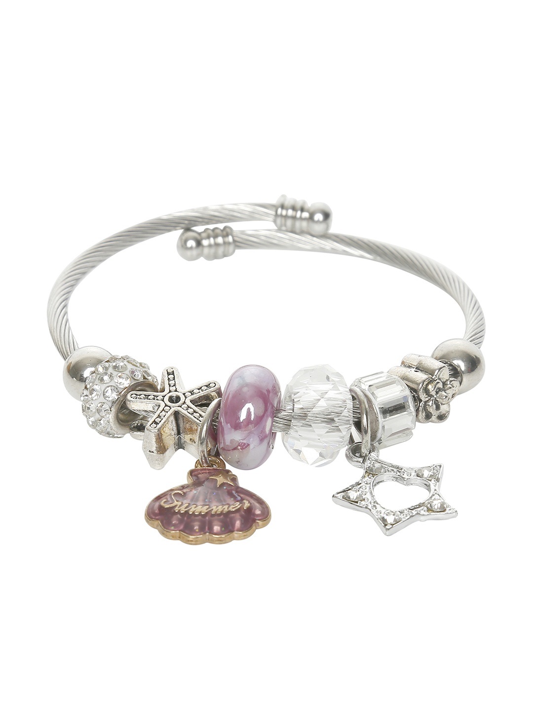 

Moon Dust Silver-Toned Brass Silver-Plated Wraparound Bracelet