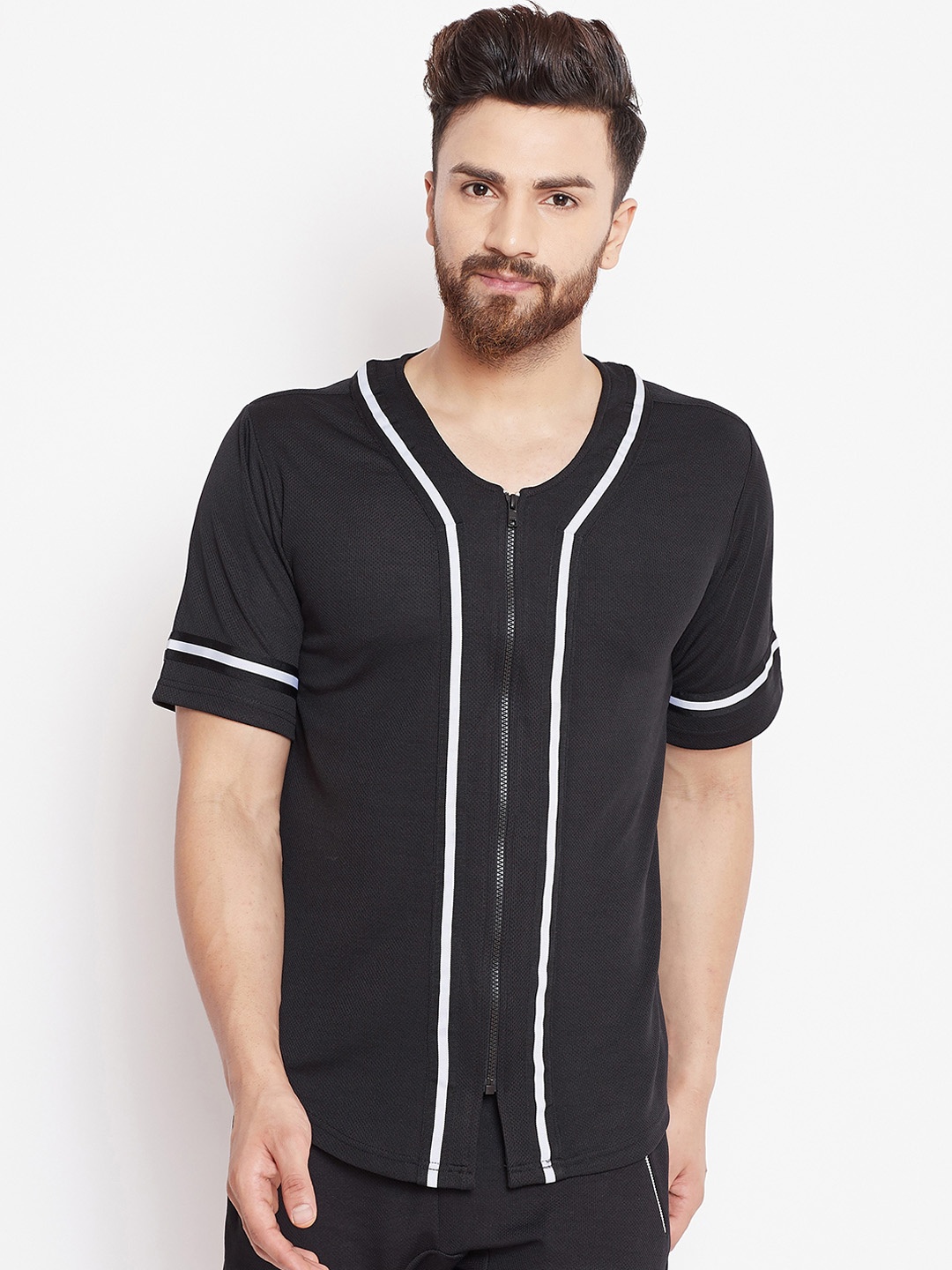 FUGAZEE Men Black & White Slim Fit Solid Casual Shirt