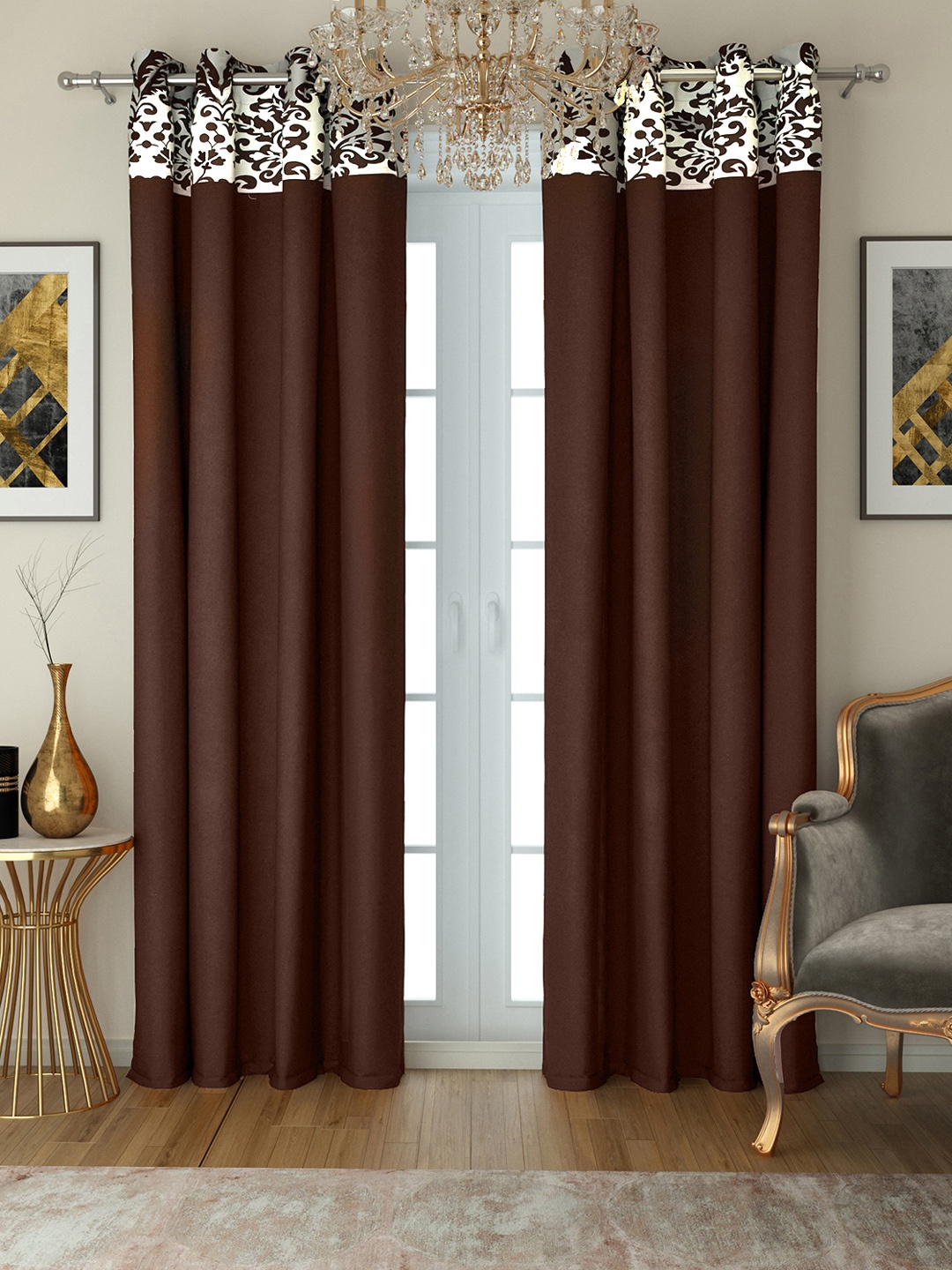 

SWAYAM Coffee Brown Set of 2 Door Curtains