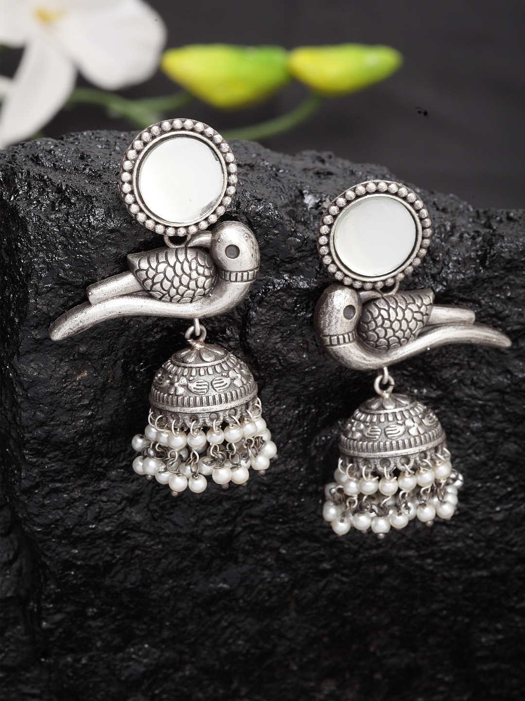 

Moedbuille Silver-Plated Dome Shaped Jhumkas