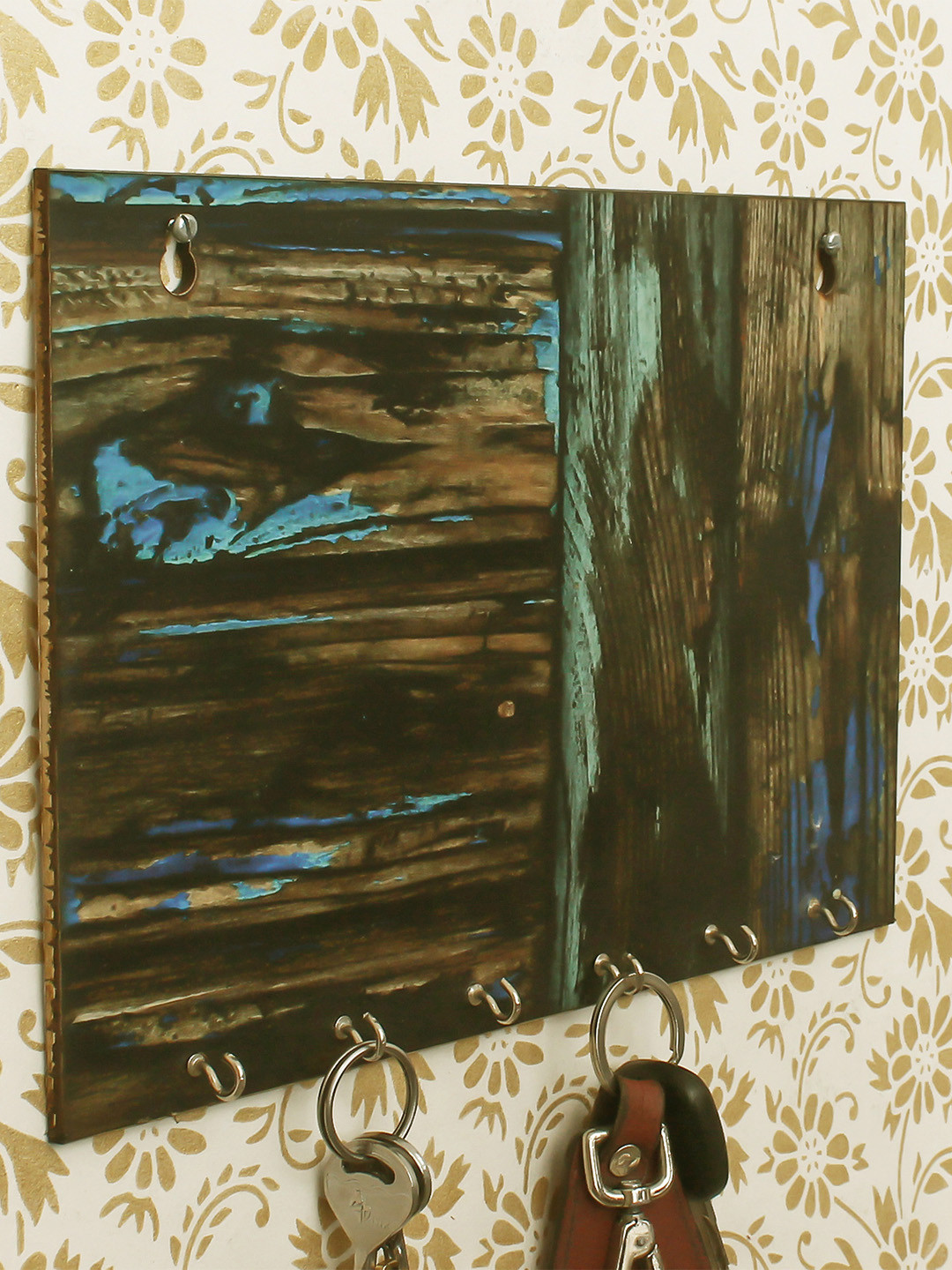 

eCraftIndia Brown Painting Theme Wooden Key Holder