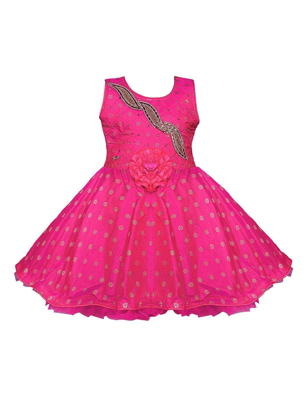 

Wish Karo Girls Pink Printed Fit and Flare Dress
