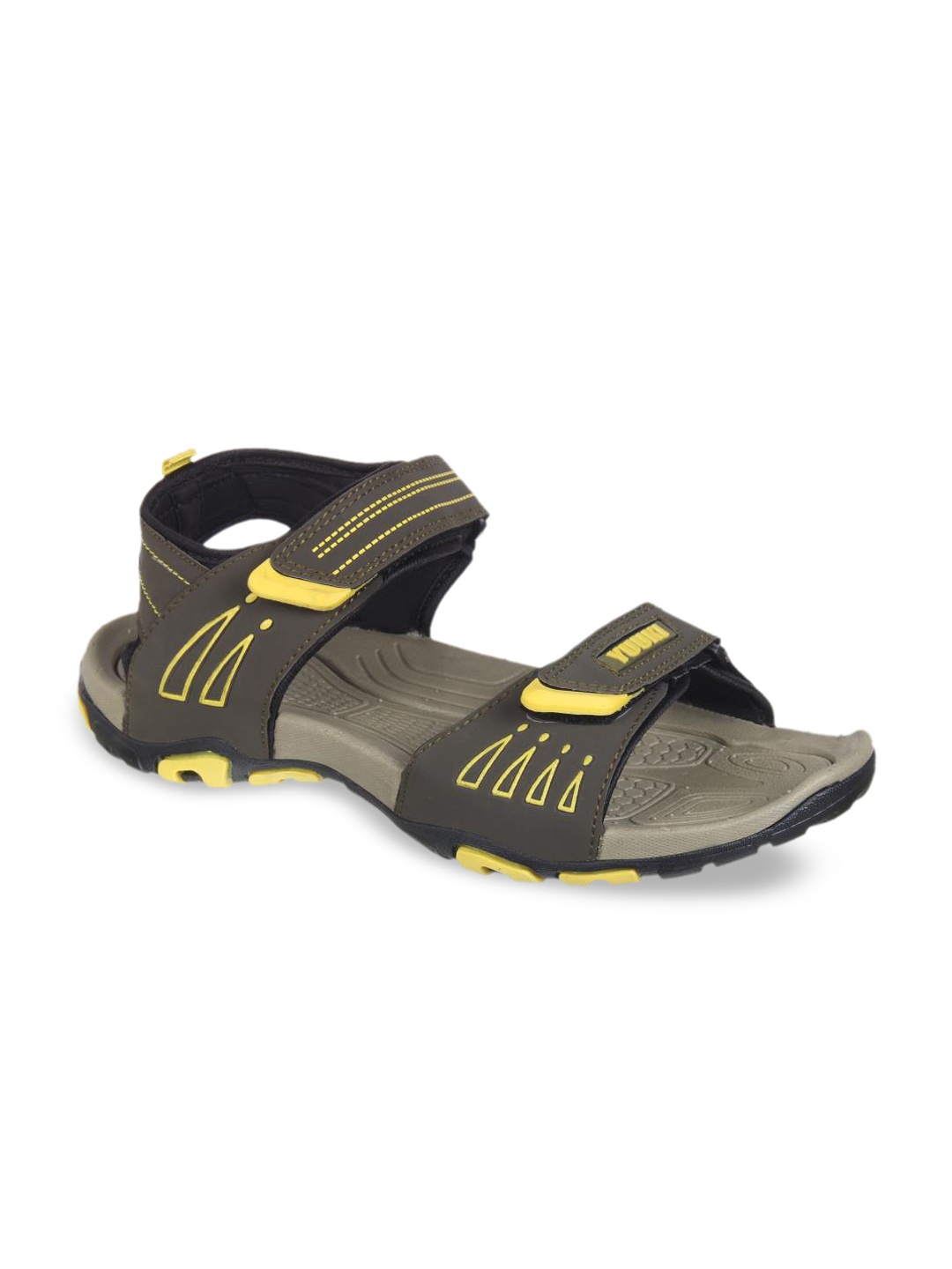 

Yuuki Men Olive Green & Yellow Sports Sandals