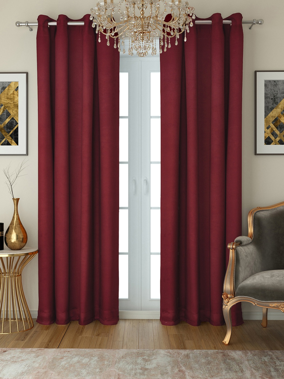 

SWAYAM Maroon Set of 2 Long Door Curtains