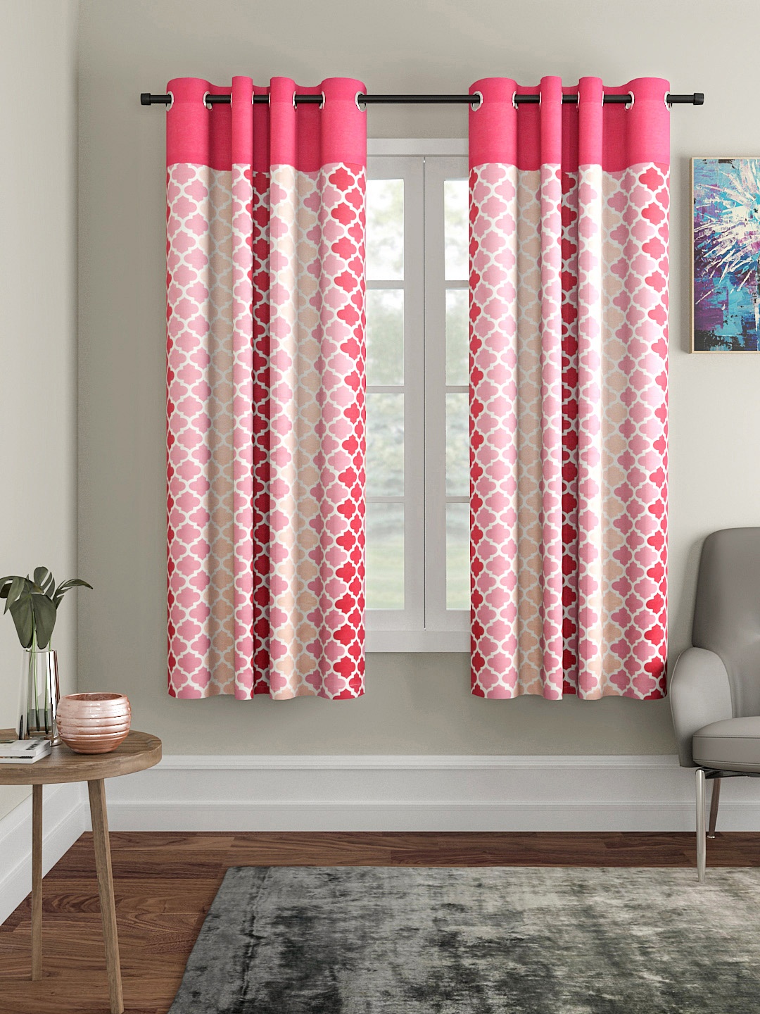 

Soumya Pink & Yellow Single Window Curtain