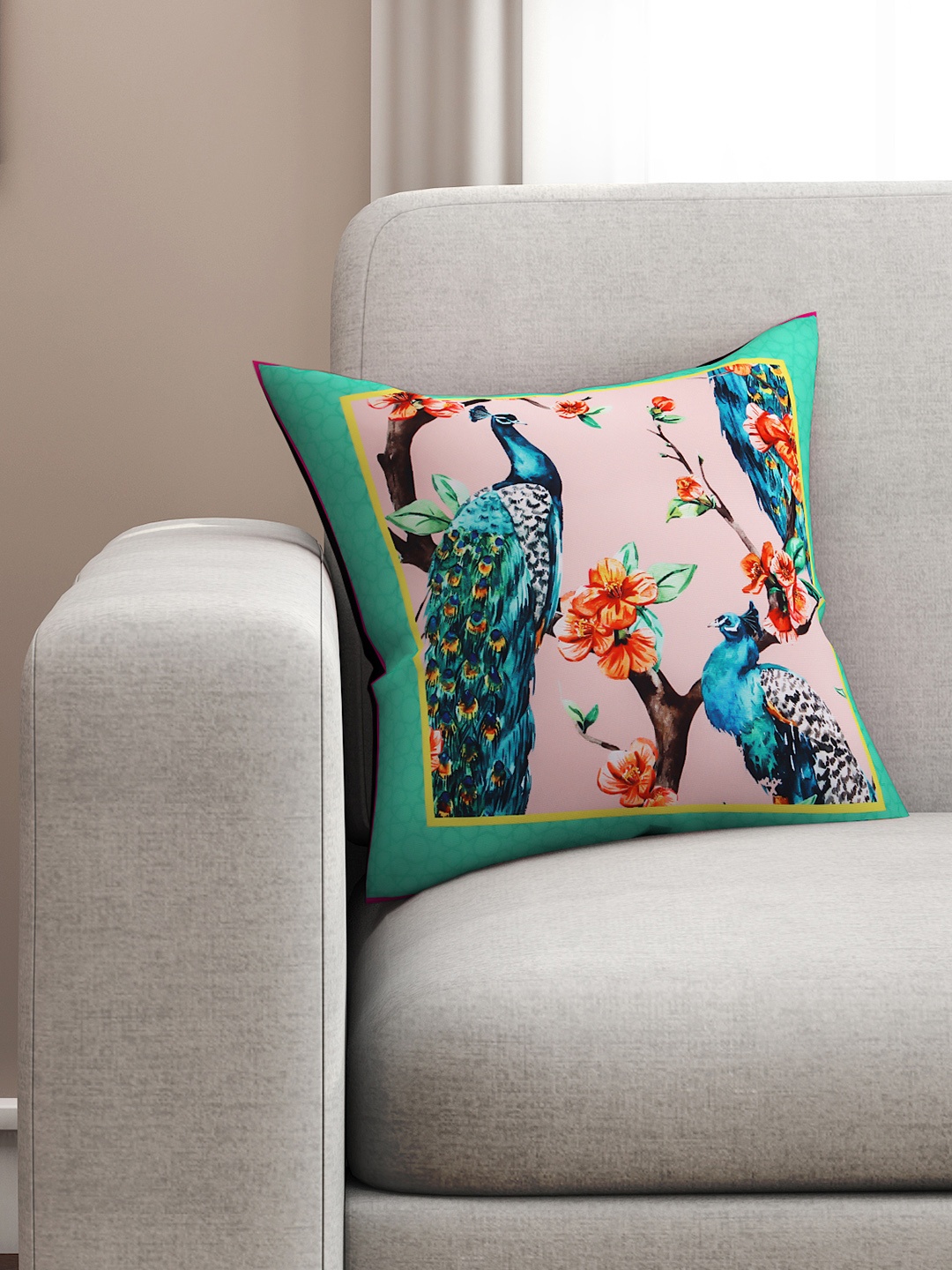 

SEJ by Nisha Gupta Grey Single Floral Square Cushion Covers