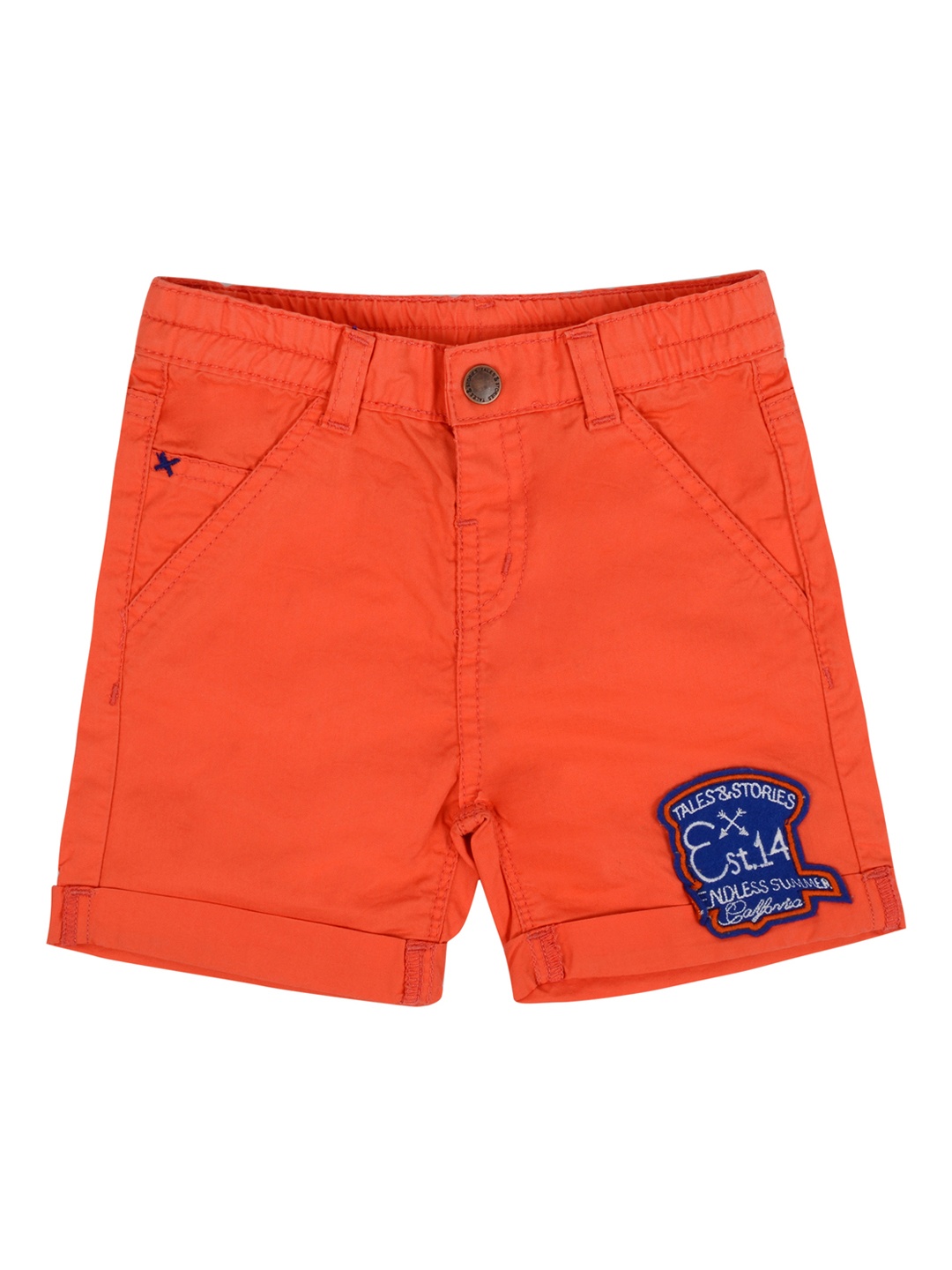 

TALES & STORIES Boys Orange Solid Slim Fit Regular Shorts