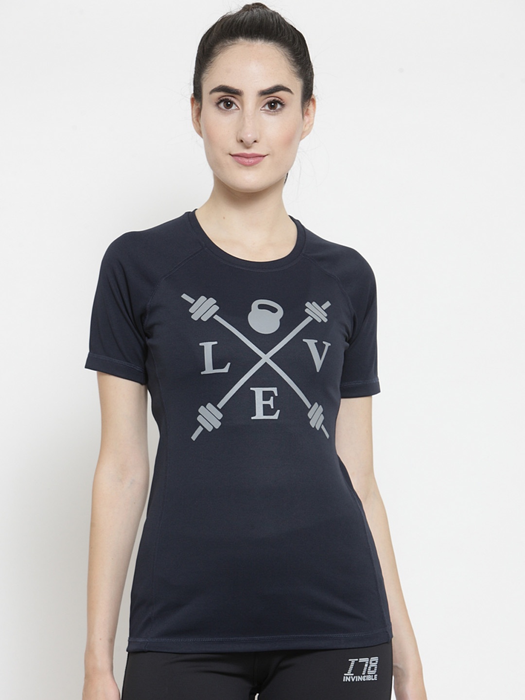 

Invincible Women Love Workout T- Shirt, Navy blue