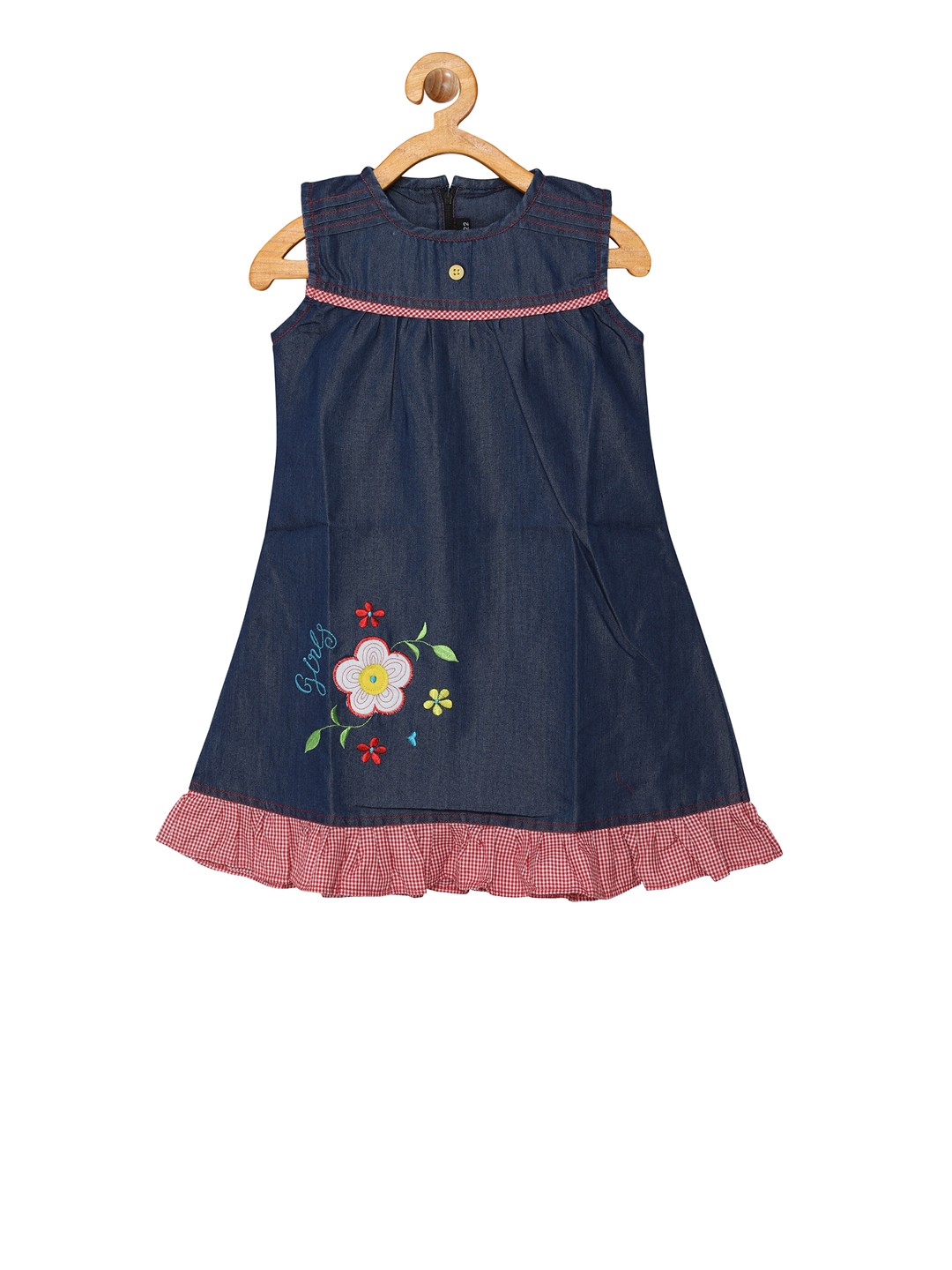 

La Bele Girls Blue Solid Denim A-Line Dress