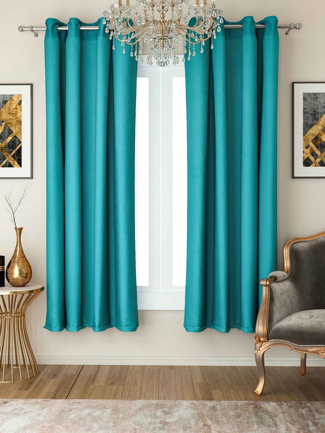 

SWAYAM Blue Set of 2 Window Curtains