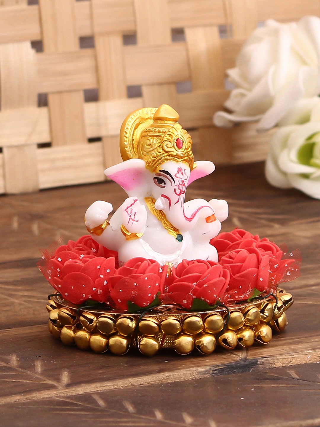 

eCraftIndia White & Multicoloured Lord Ganesha Decorative Showpiece