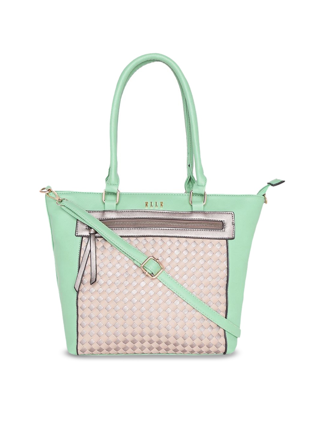 

ELLE Green Self Design Shoulder Bag
