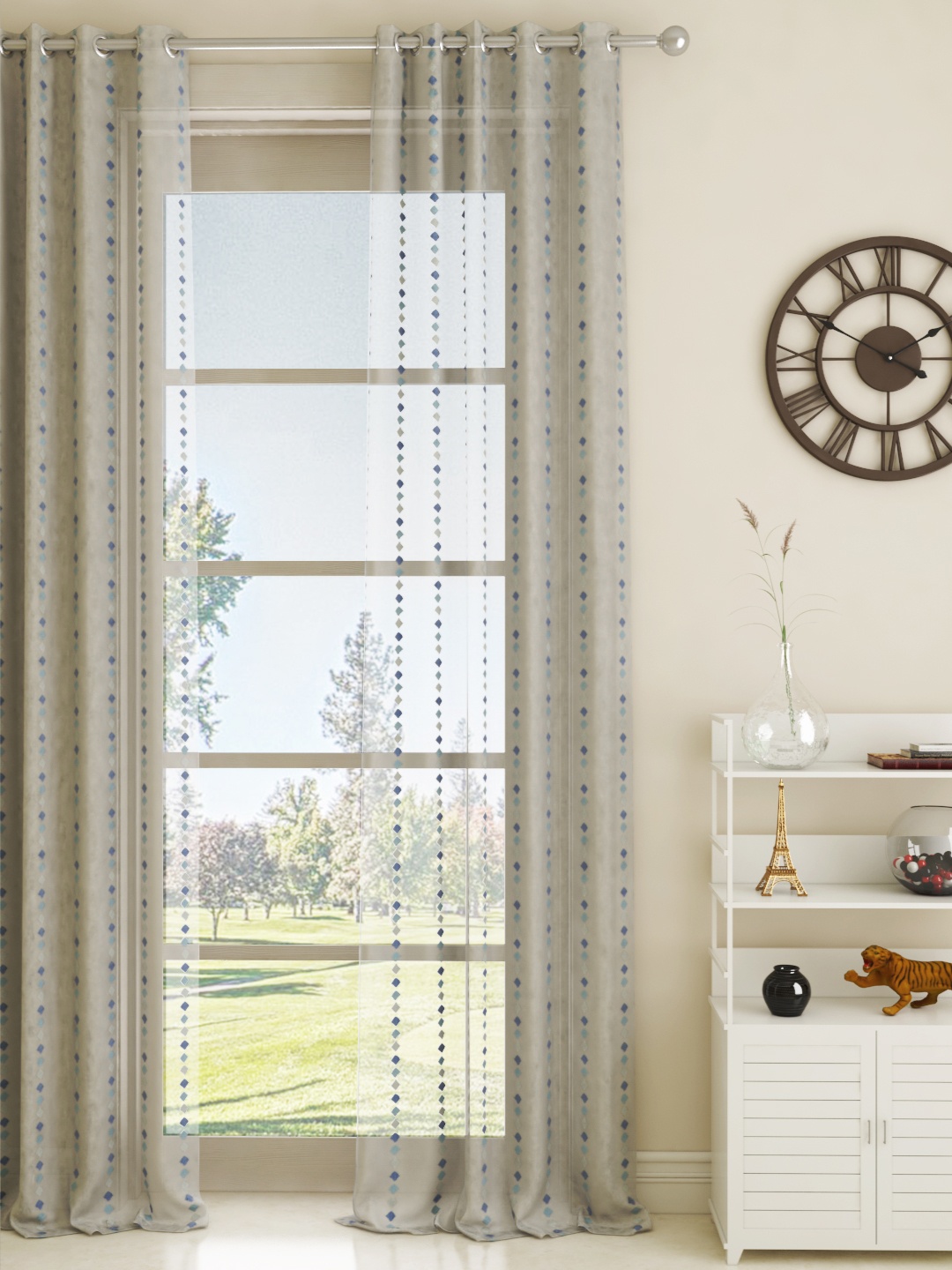 

GM White Set of Single Door Curtains