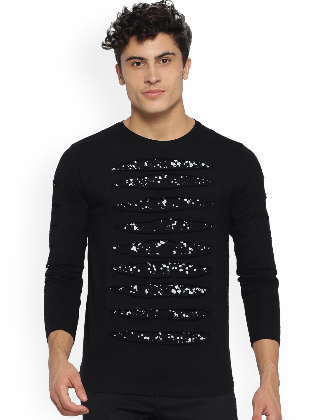 

Campus Sutra Men Black Printed Round Neck T-shirt