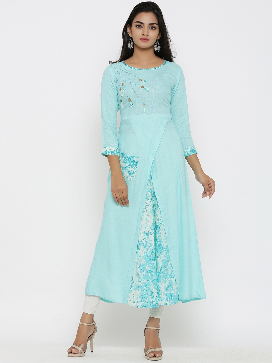 

YASH GALLERY Women Blue Printed A-Line Kurta