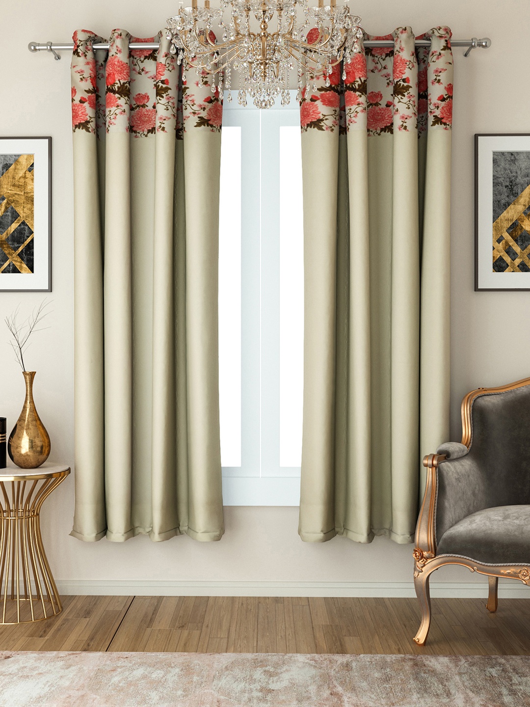 

SWAYAM Cream-Coloured Set of 2 Window Curtains
