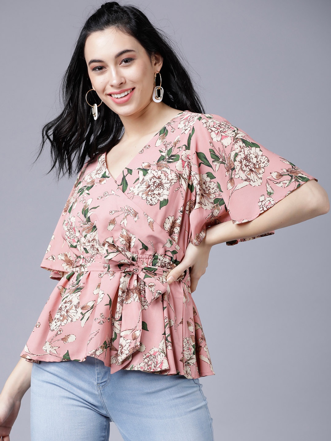 

Tokyo Talkies Women Pink Printed Wrap Top