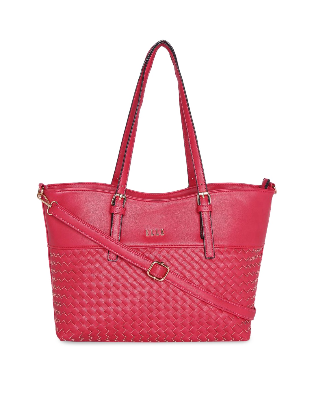 ELLE Pink Self Design Shoulder Bag