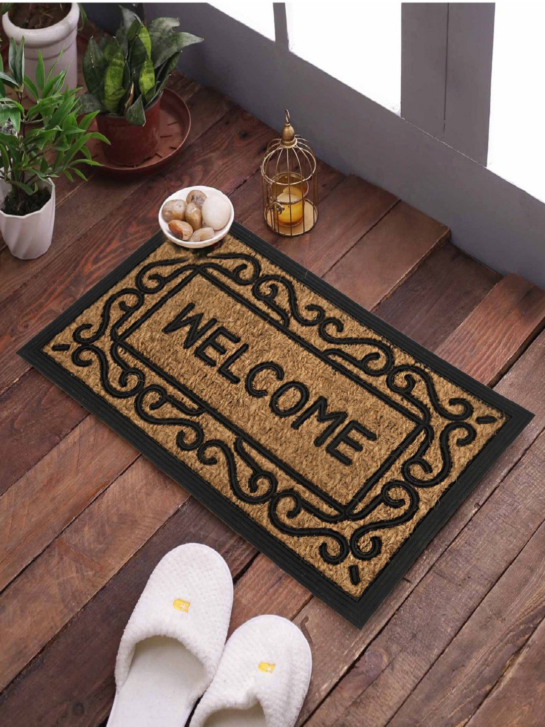 

SWHF Brown & Black Premium Coir and Rubber Printed Mat