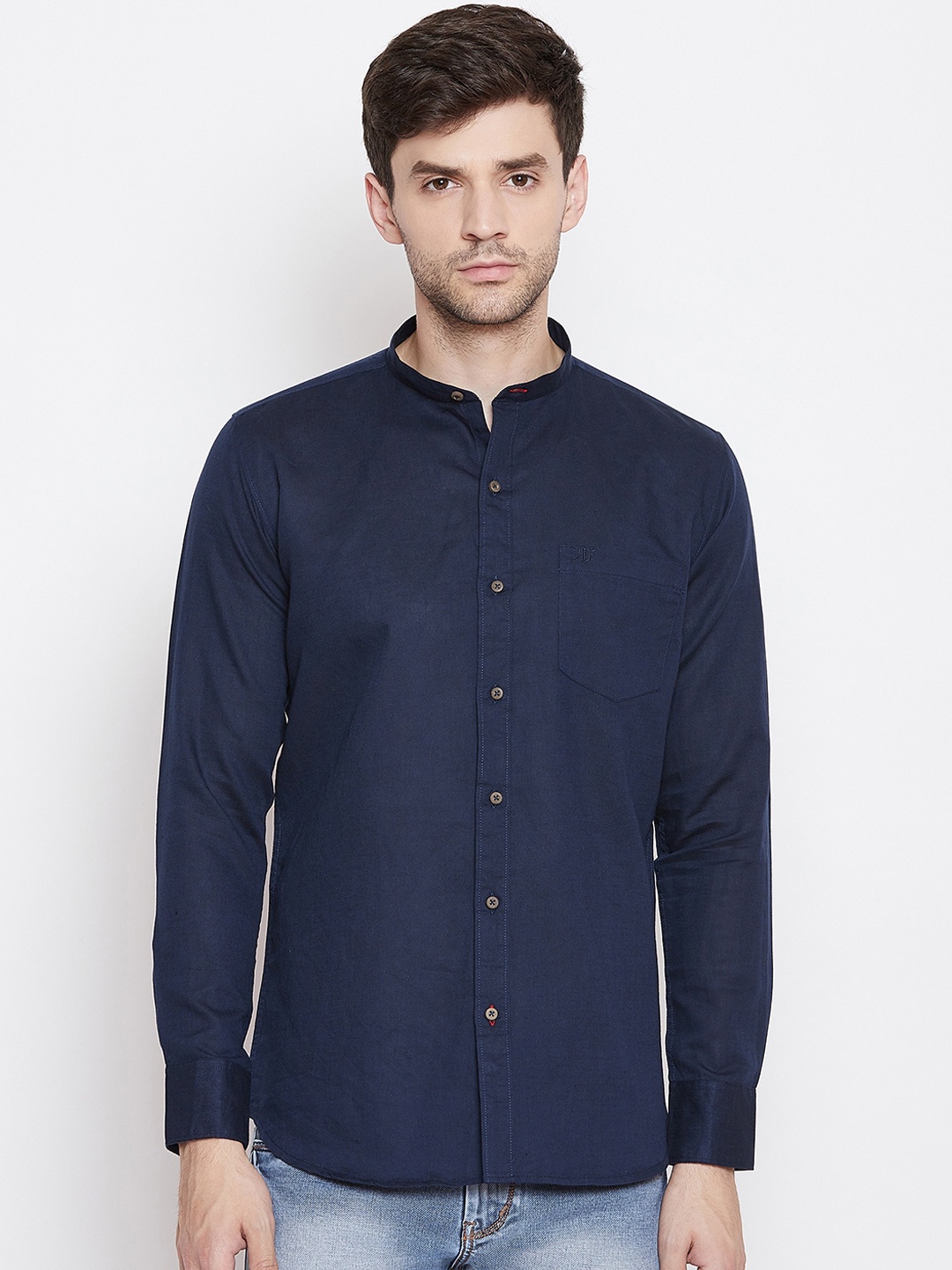 

Duke Men Navy Blue Slim Fit Solid Casual Shirt