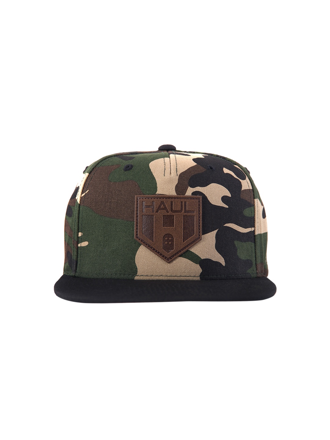 

Haul Apparel Unisex Olive Green And Brown Printed Snapback Cap