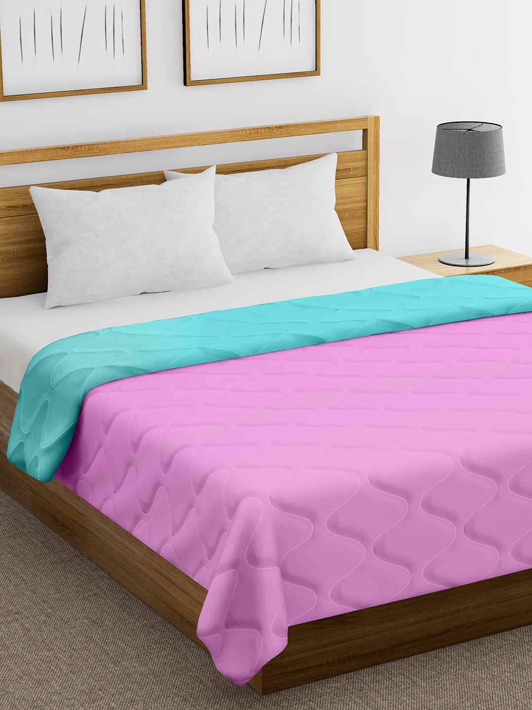 

Divine Casa Pink & Blue Solid Heavy Winter 150 GSM Double Bed Comforter