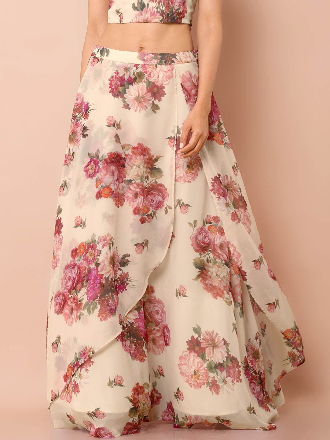 

INDYA Women Off-White Printed Flared Maxi Skirt