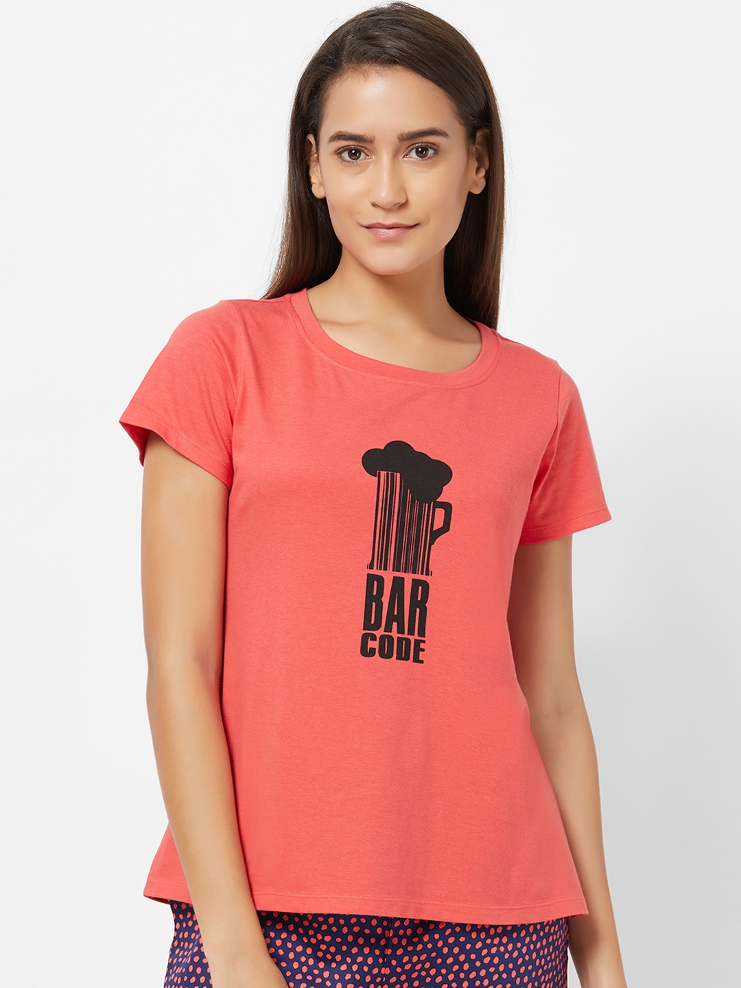 

Soie Women Red Printed Lounge T-shirts