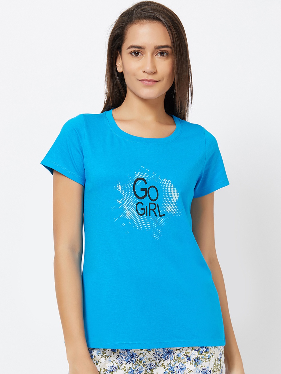 

Soie Women Blue Printed Lounge T-shirt NT-120BLUE