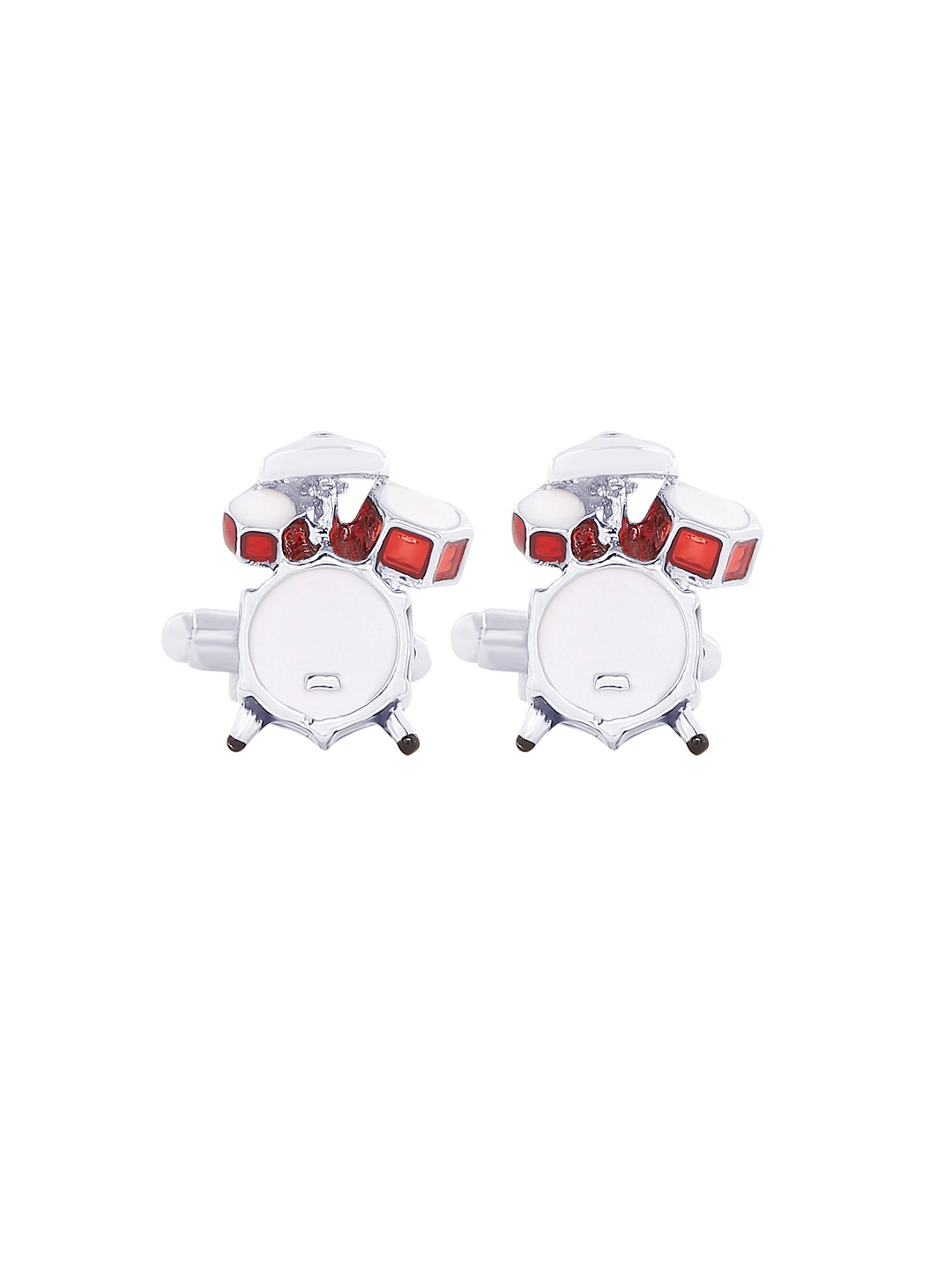 bodha Silver-Toned & Red Quirky Cufflinks