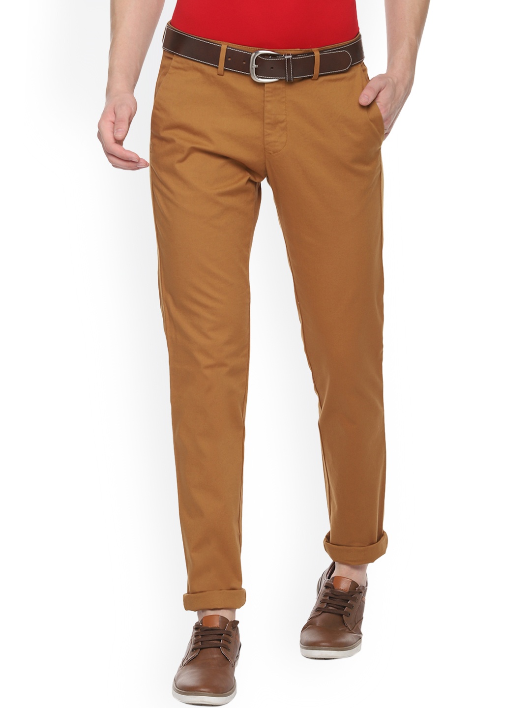 

Van Heusen Men Khaki Slim Fit Solid Regular Trousers