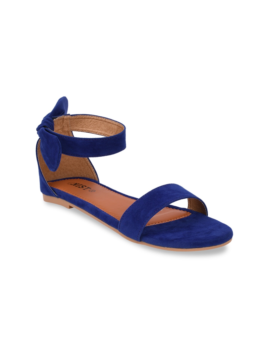 

GNIST Women Blue Solid Suede Open Toe Flats