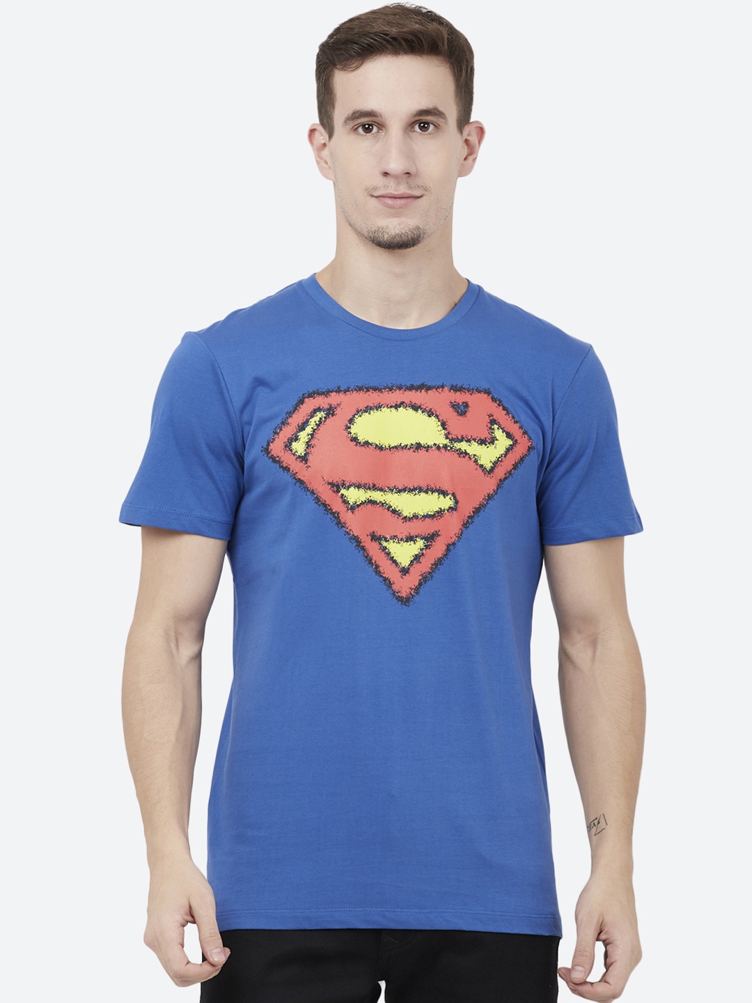 

Free Authority Men Blue Superman Printed Round Neck T-Shirt