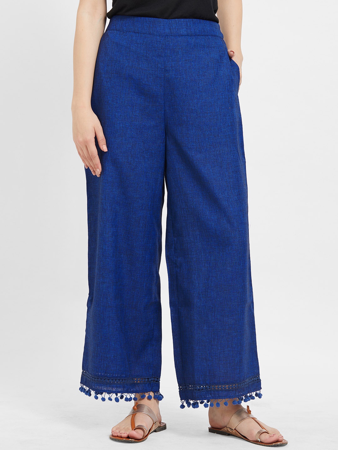 

Fusion Beats Women Blue Solid Straight Palazzos