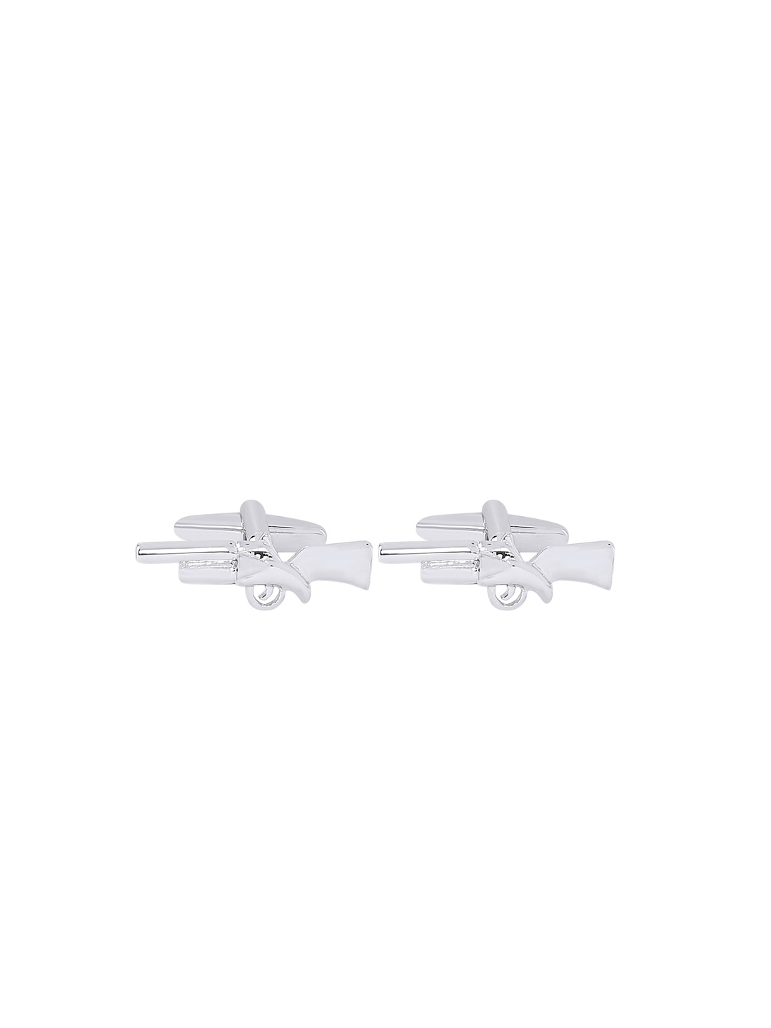bodha 925 Silver-Plated Rifle Gun Design Fancy Cufflinks