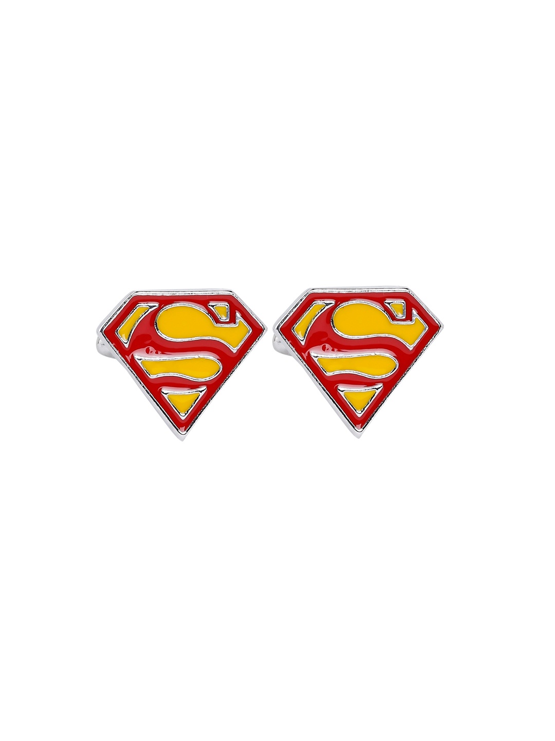

bodha Silver-Toned & Yellow Quirky Cufflinks