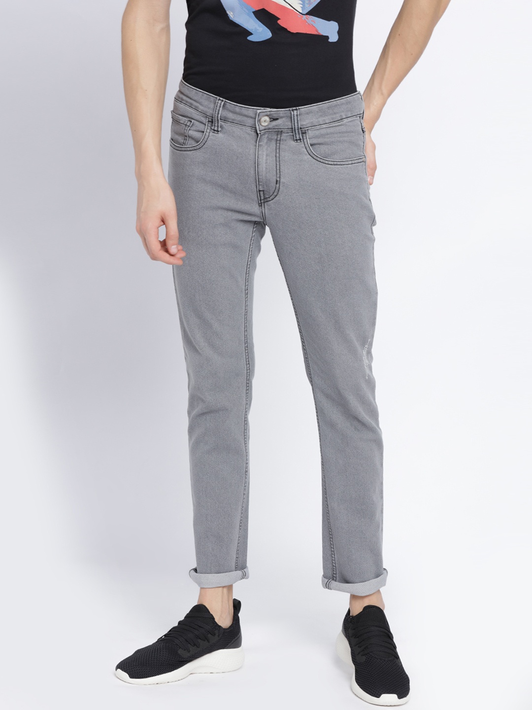 

Newport Men Grey Jean Slim Fit Mid-Rise Clean Look Stretchable Jeans