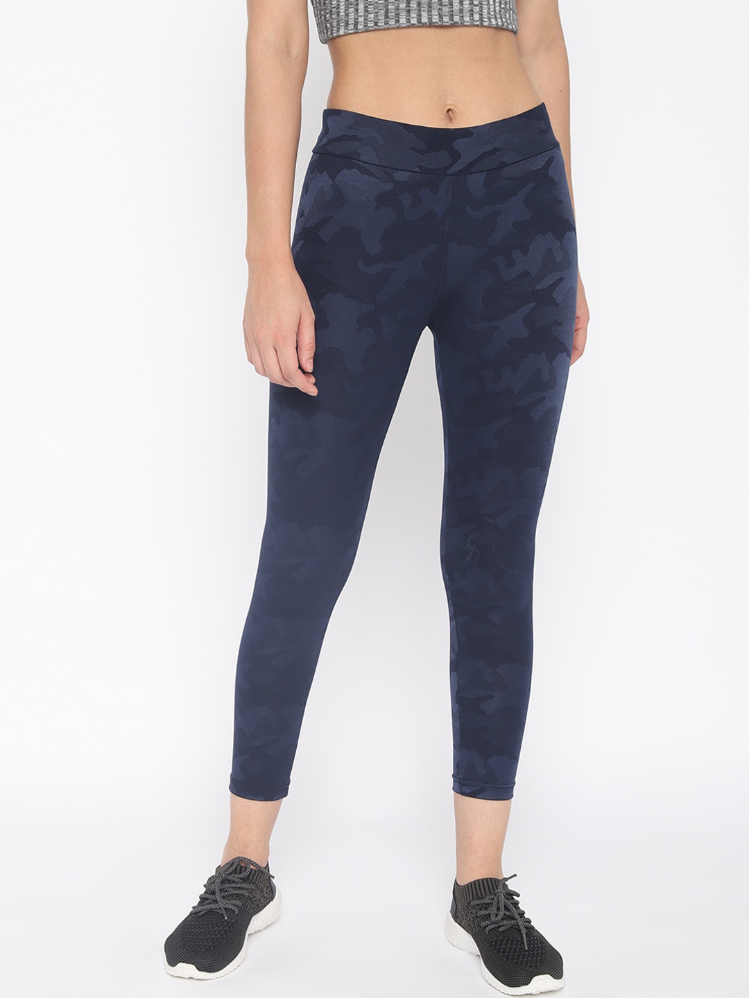 

Newport Women Navy Blue Self-Design Skinny-Fit Track Pants