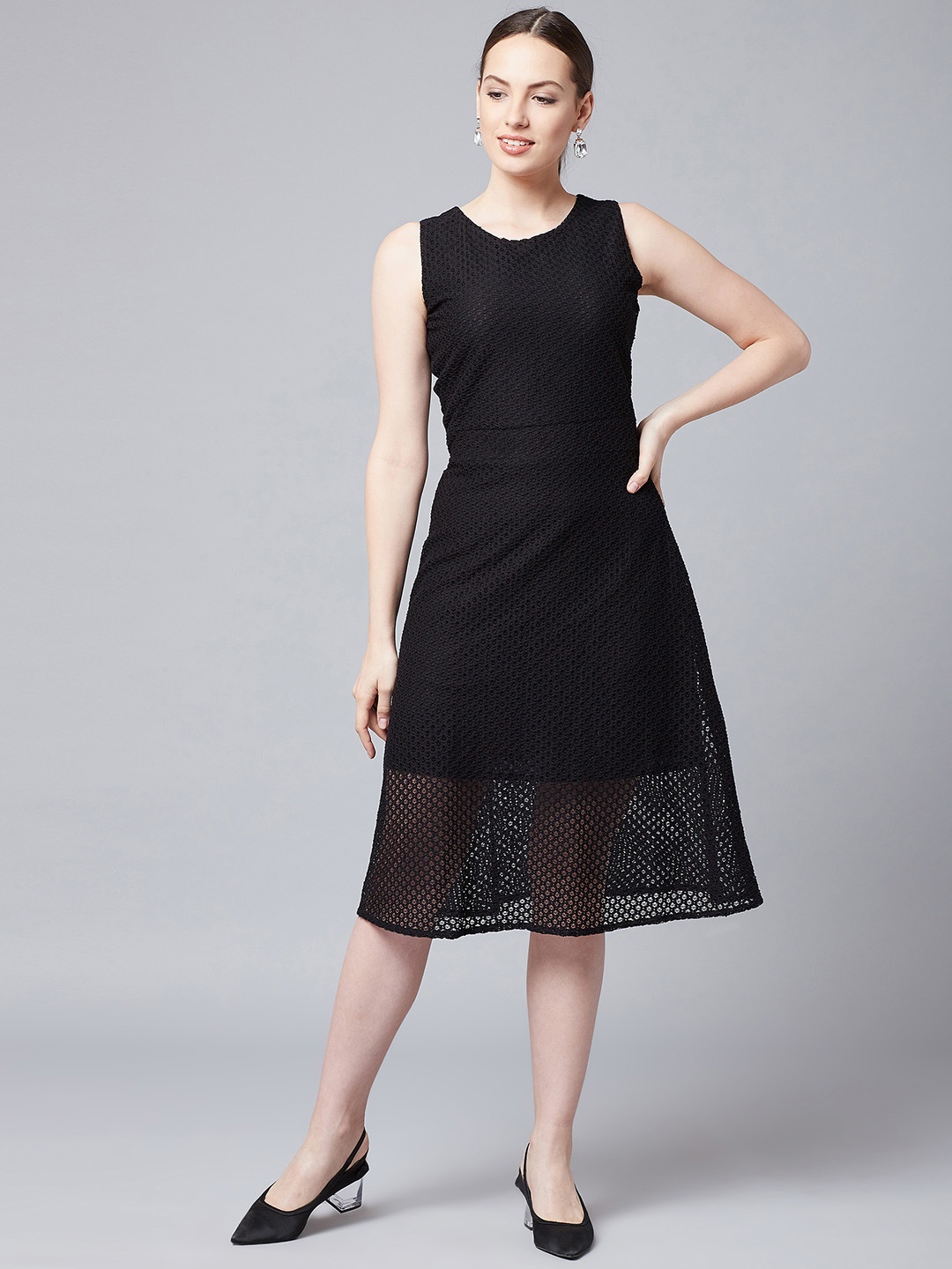 

Athena Women Black Fit and Flare Dress