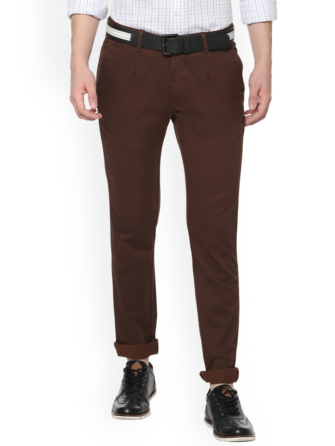

Van Heusen Men Brown Slim Fit Printed Regular Trousers