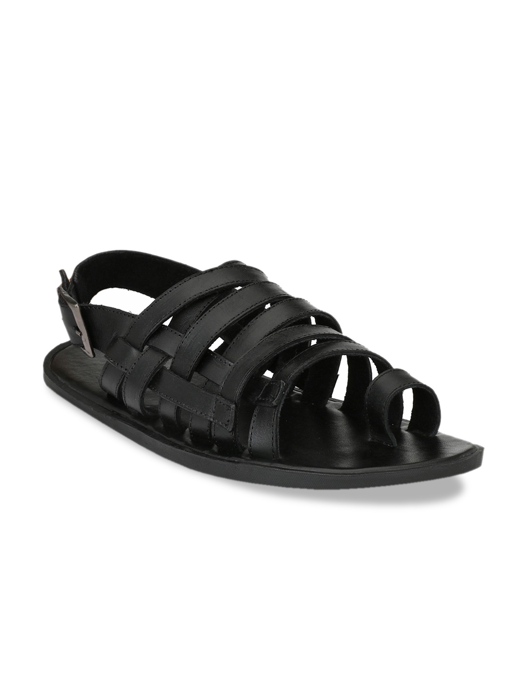 

Guava Men Black Leather Sandals
