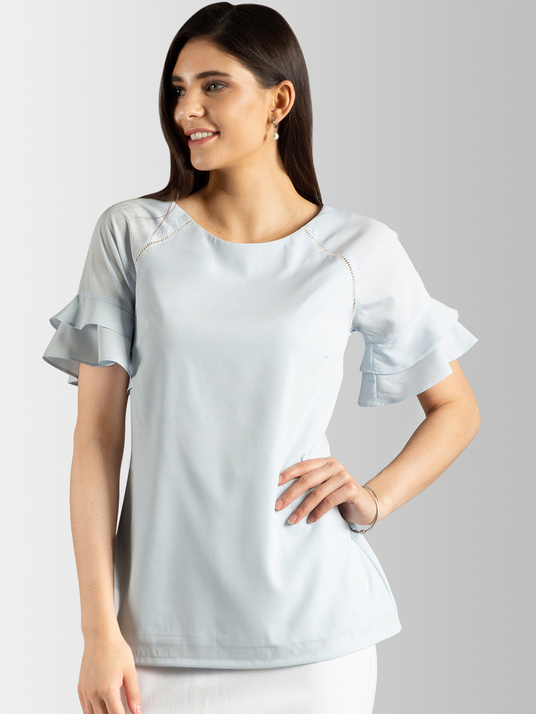 

FableStreet Women Blue Solid Top