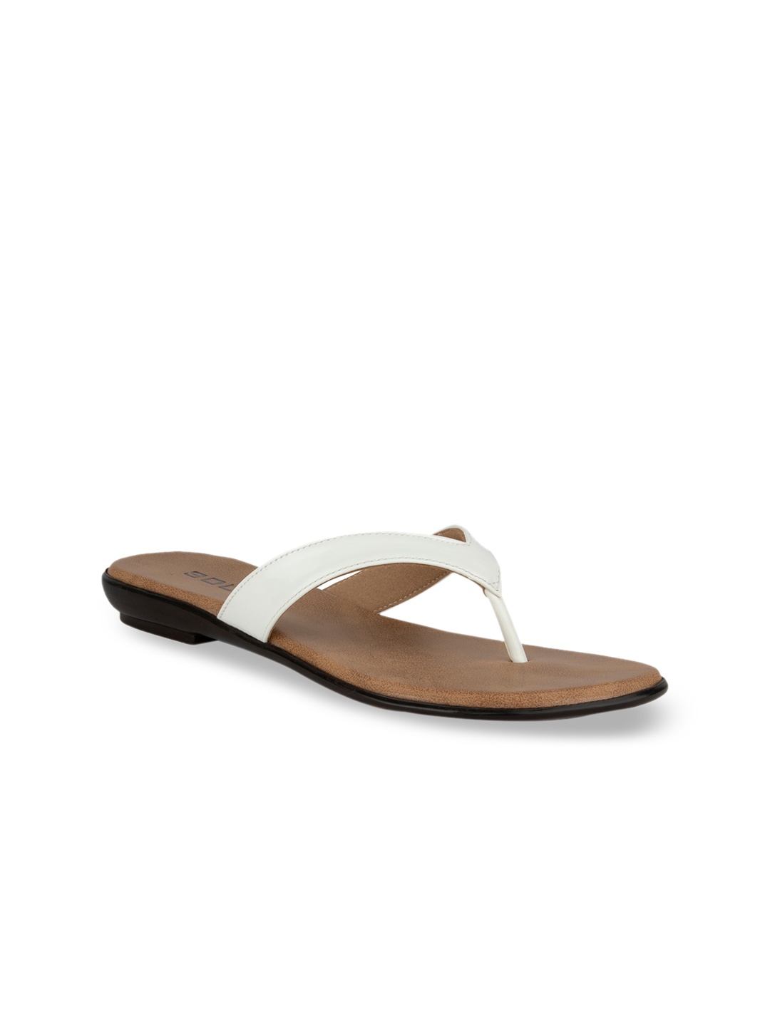 

SOLES Women White Solid Open Toe Flats