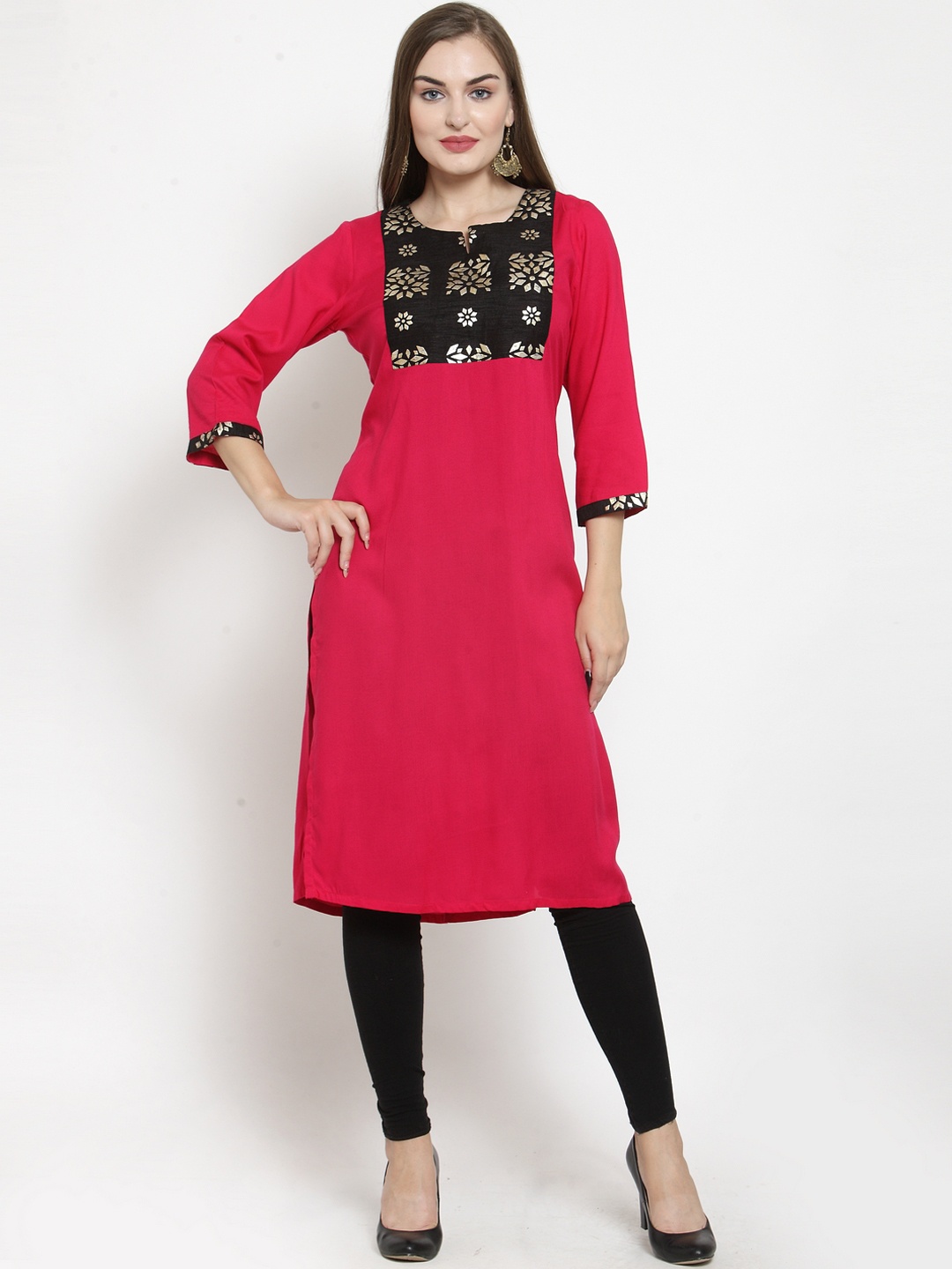 

WESTCLO Women Pink Solid Straight Kurti