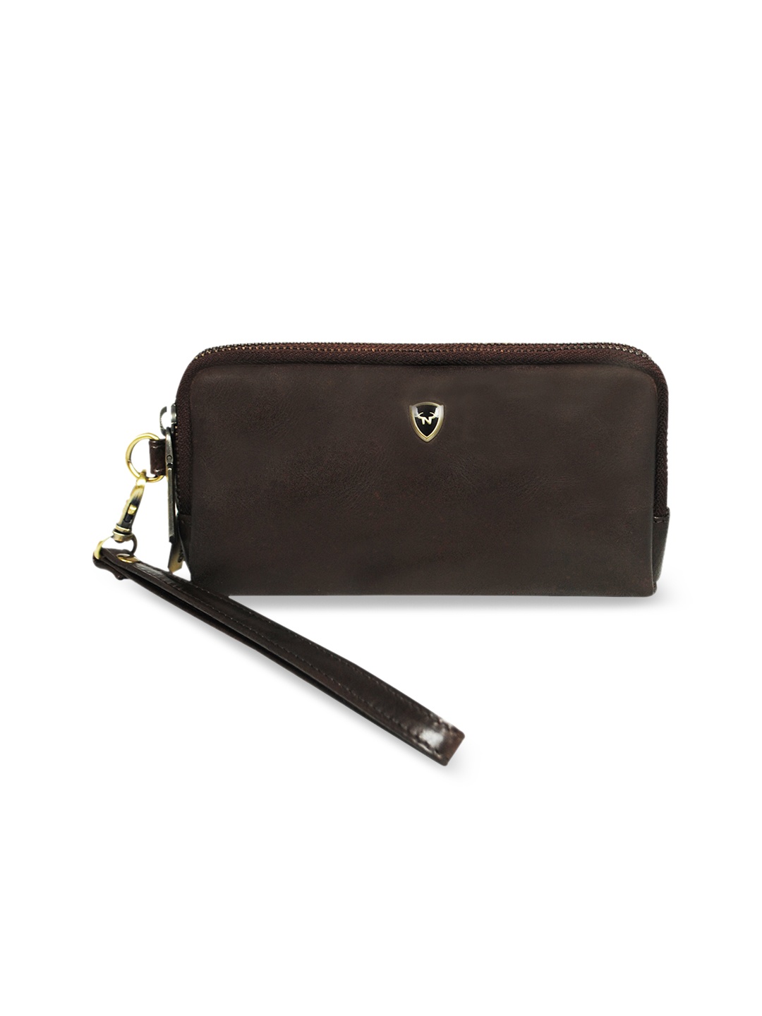 

CALFNERO Unisex Brown Solid Leather Zip Around Wallet