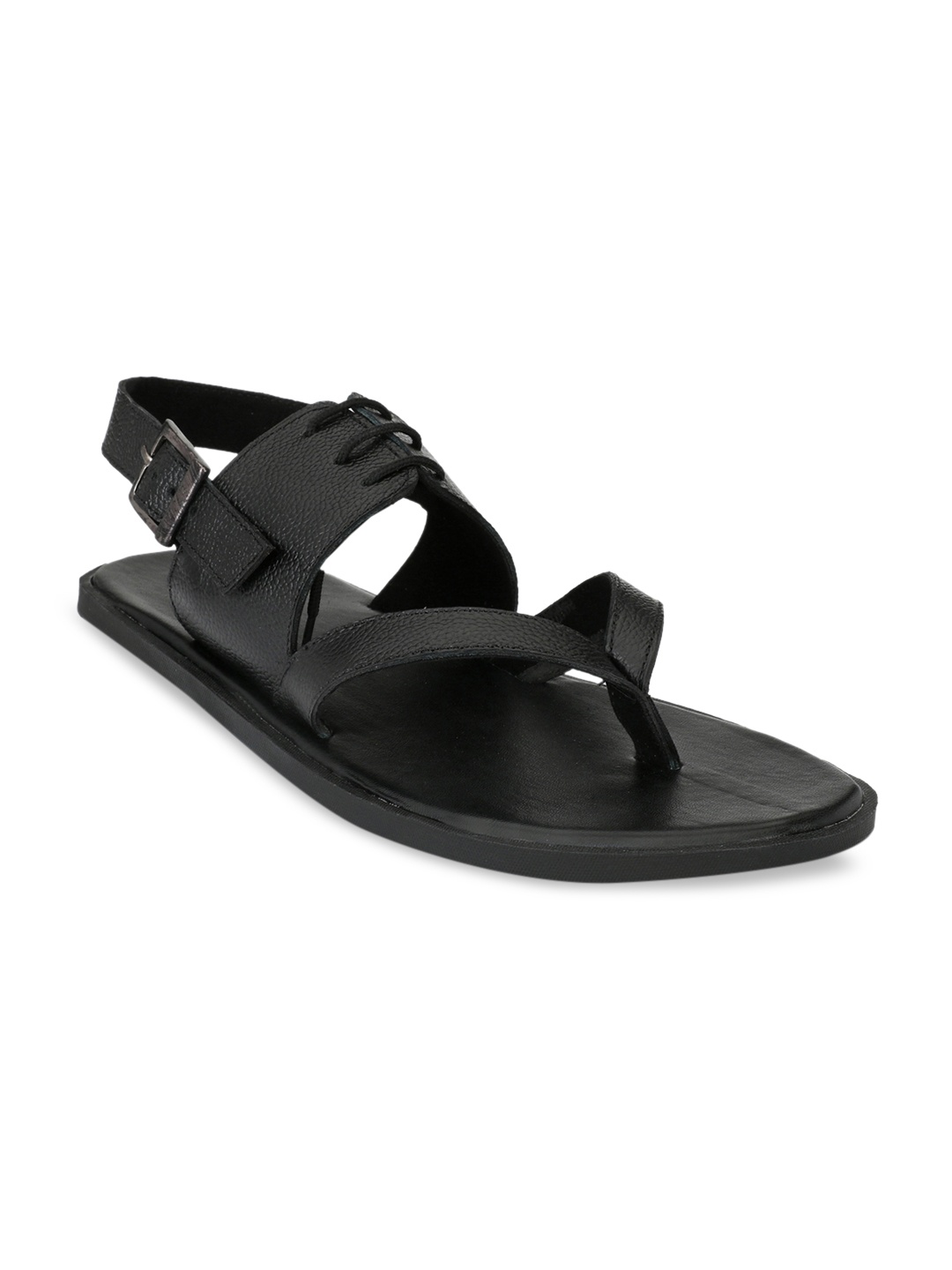 

Guava Men Black Leather Sandals