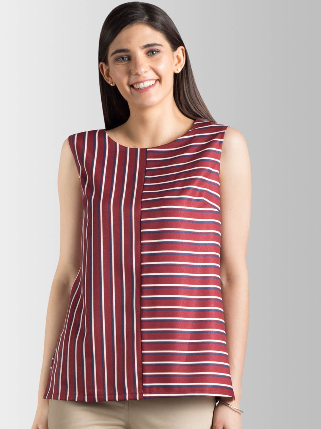 

FableStreet Women Maroon Striped Top
